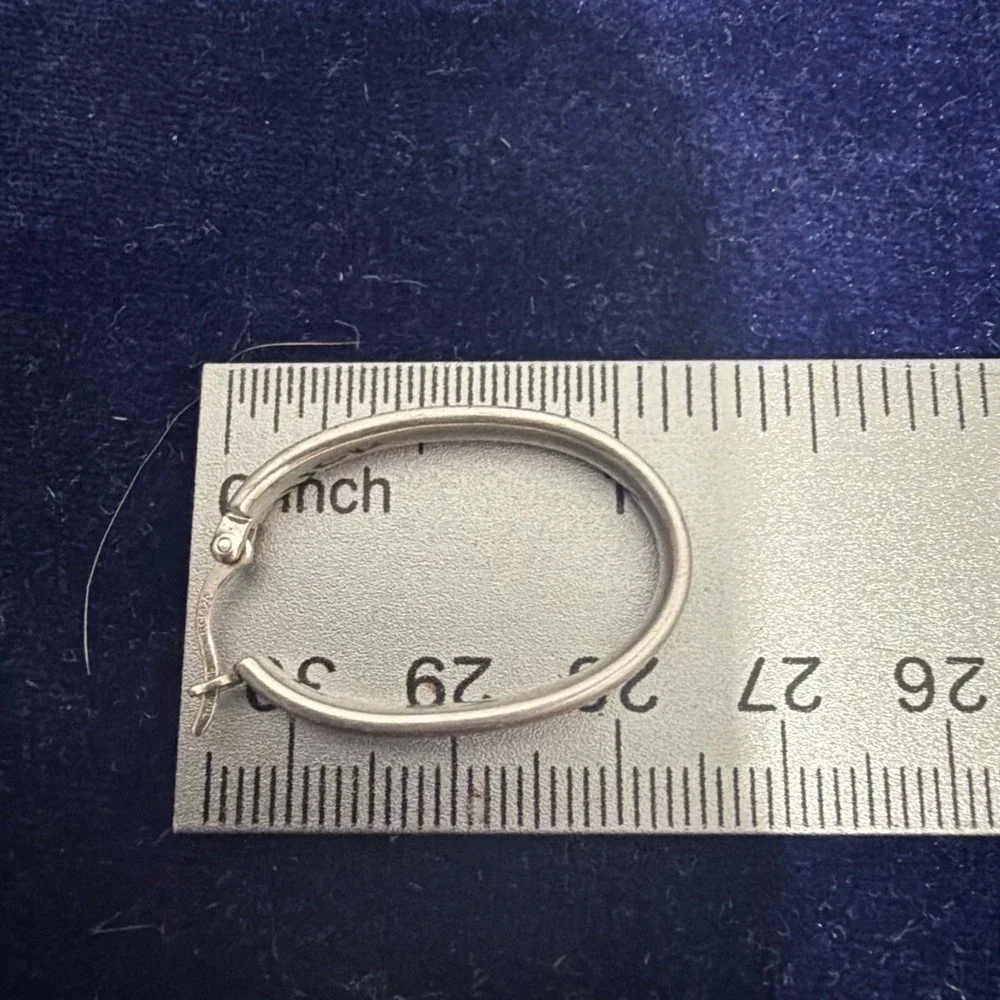 Vintage Sterling Silver Hoop Earrings, Sparkly Surface, RCI Thailand Signed